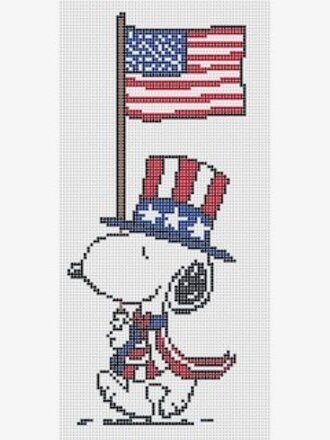 Officially Needlepoint Patriot01 Snoopy Marching w/Flag