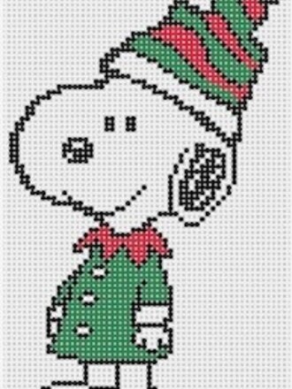 Officially Needlepoint XMAS01 Snoopy in Elf Custome