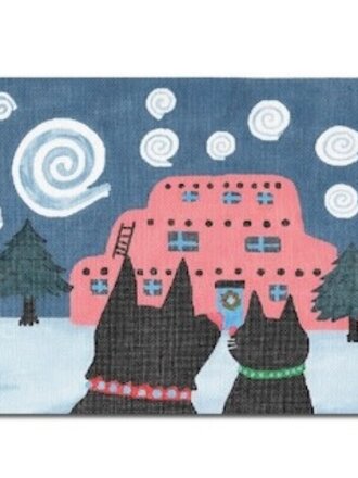 CBK Needlepoint Collections PL05 Adobe w/Black Dog & Cat