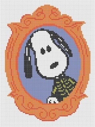 Officially Needlepoint HALL05 Framed Snoopy Skeleton