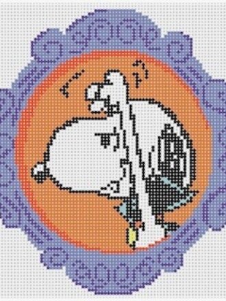 Officially Needlepoint HALL19 Framed Snoopy Vampire Scare