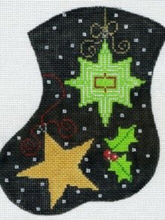 The Meredith Collection MX175A Peppermint Party - Stars Mini Stocking