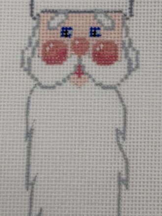 The Needleworks, Austin CD422 Whiskers Santa w/Green Hat & Peppermint