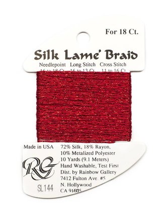 Rainbow Gallery Silk Lame’ Braid (18ct) SL91-SL180