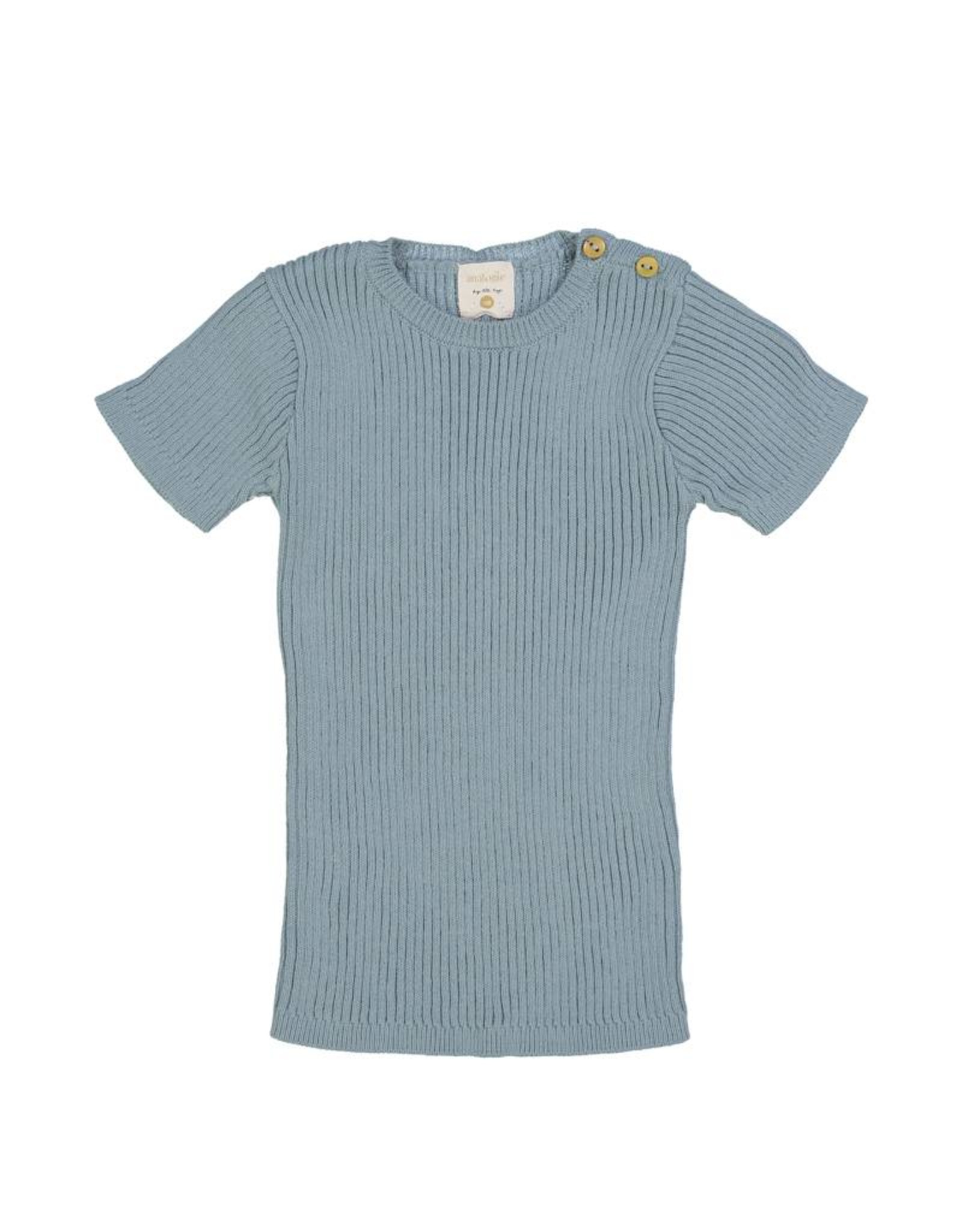 Analogie Analogie SS19 Ribbed Knit Short Sleeve Top