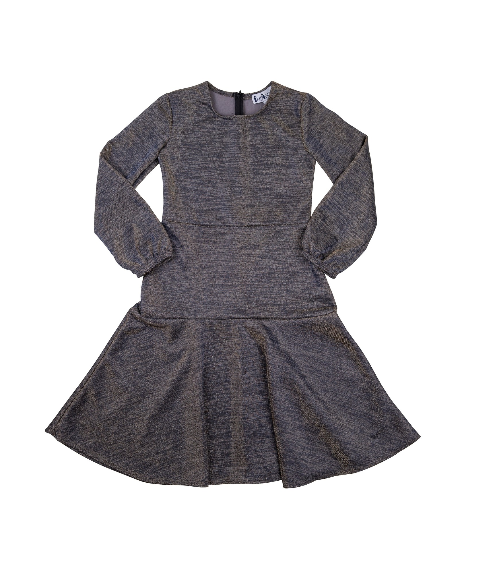 metallic fit and flare dress