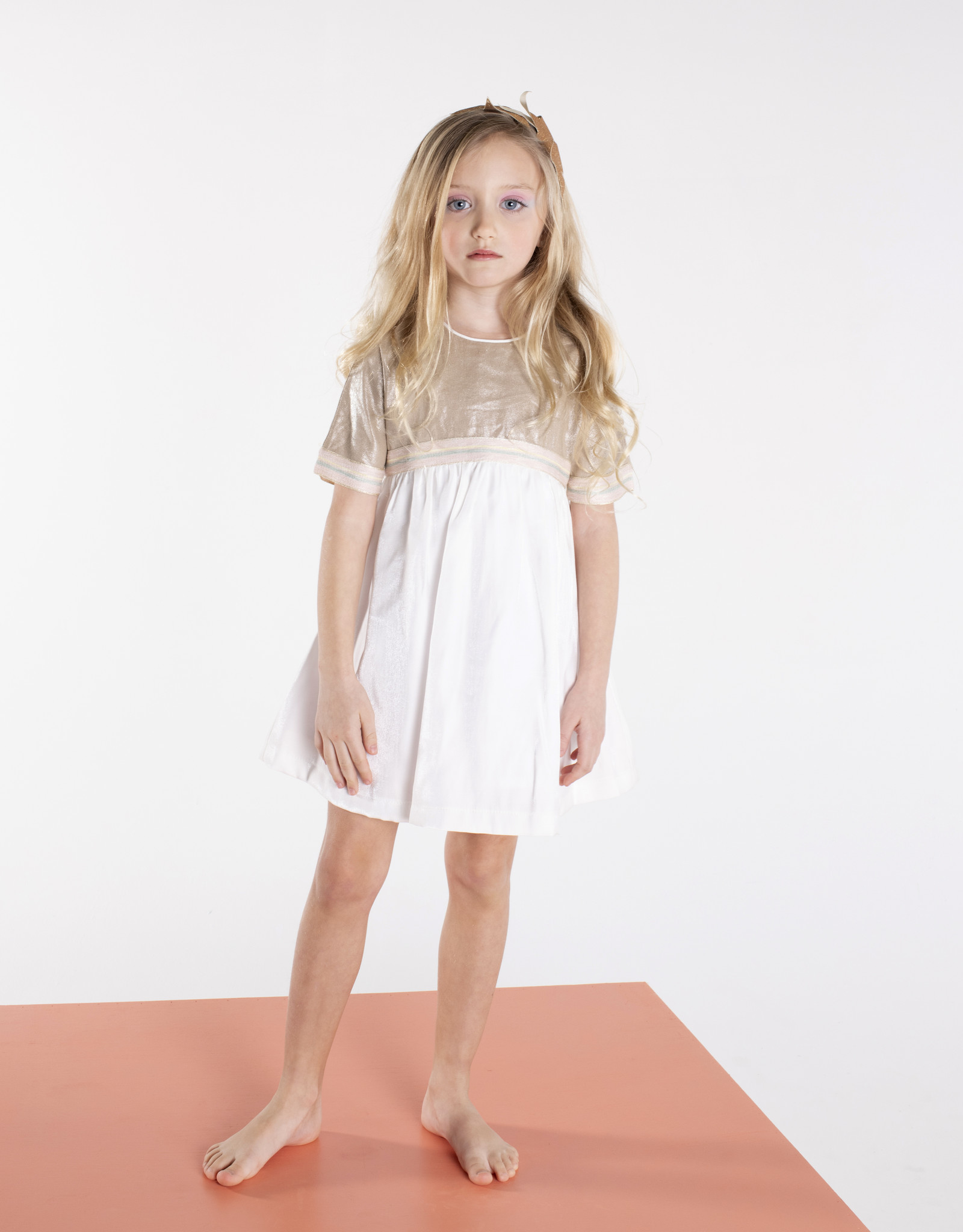 white metallic dress