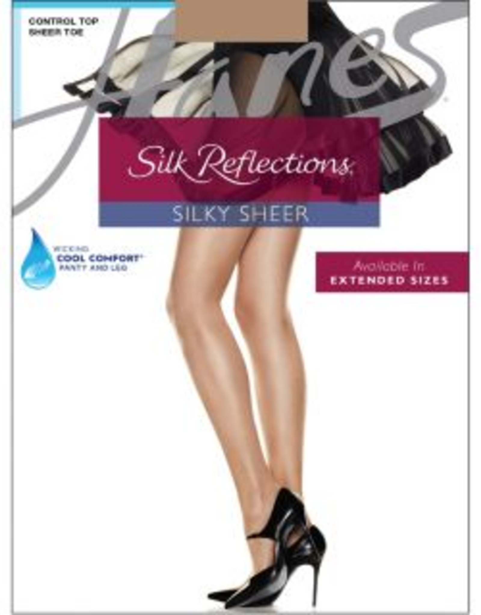 Hanes Silk Reflections 6 Pack Sheer Toe Control Top