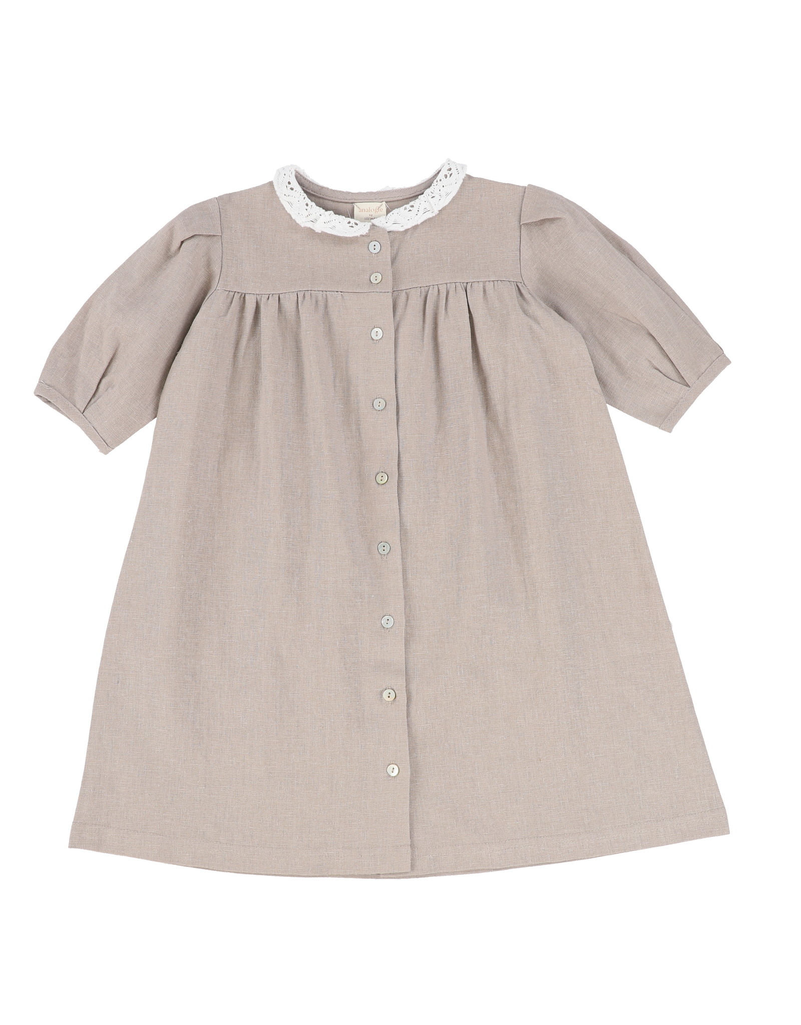 Analogie ANALOGIE SHORT SLEEVE LINEN COLLAR DRESS