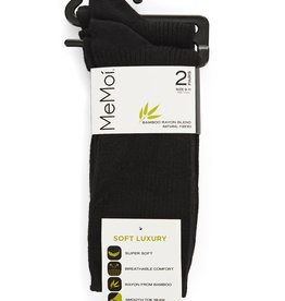 Memoi Memoi Bamboo Ribbed Crew Socks 2PK