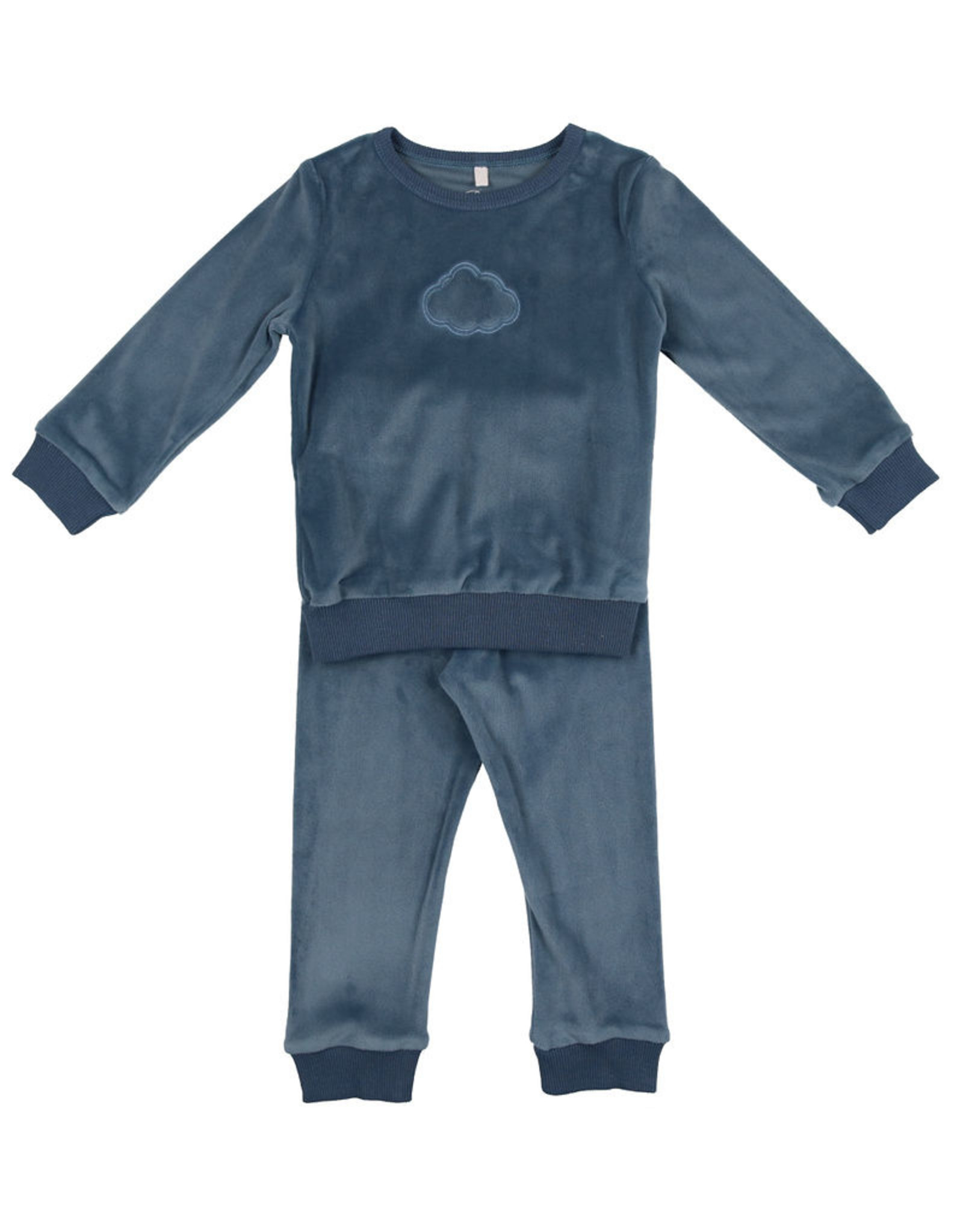 Pouf Pouf Velour Pajama with Embossed Cloud