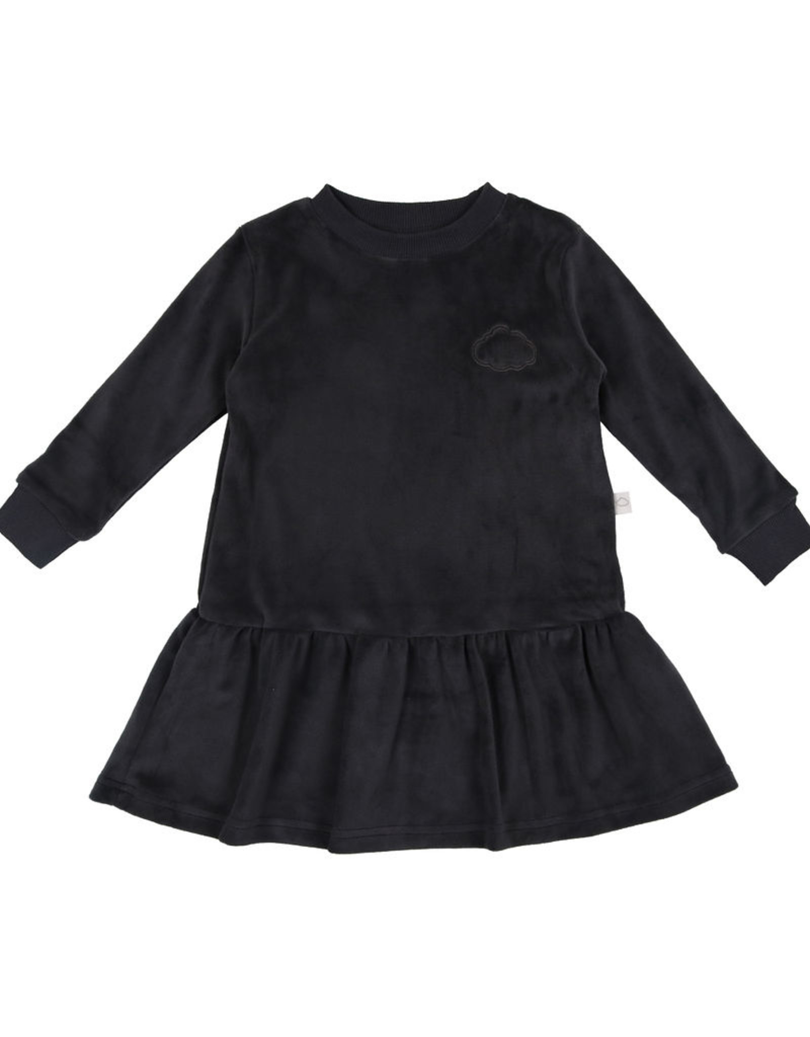 Pouf Pouf Velour Dress with Drop Waist Bottom Ruffle