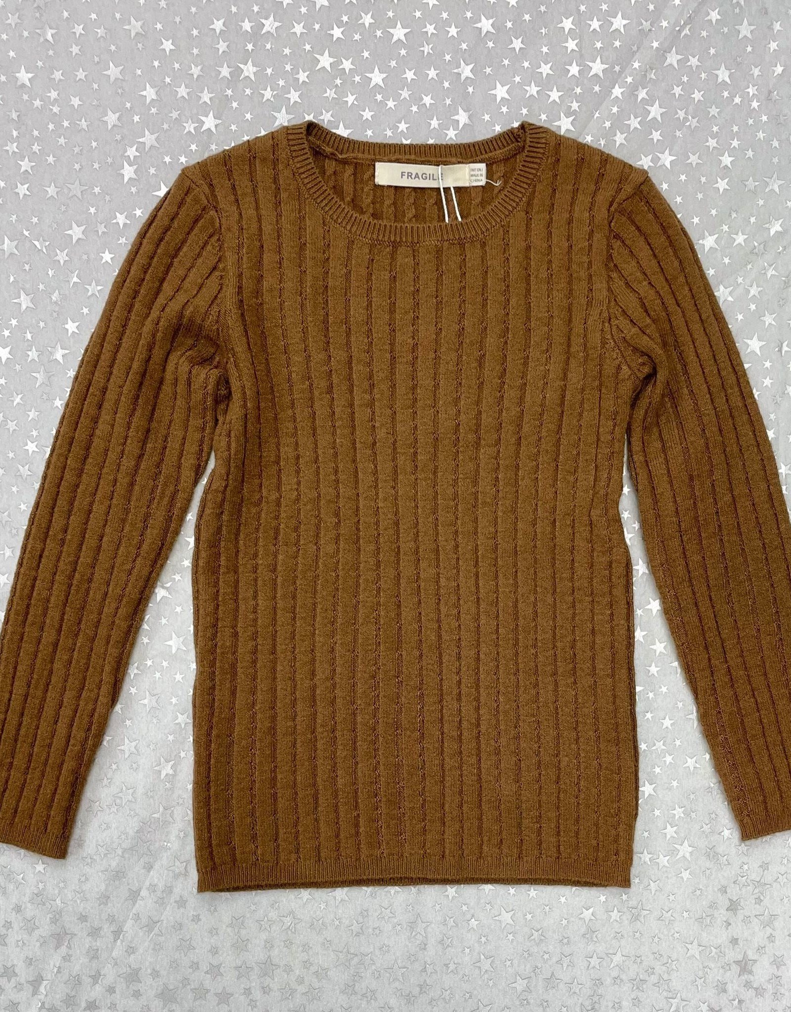 FRAGILE Fragile Reverse Cable Rib Knit Top