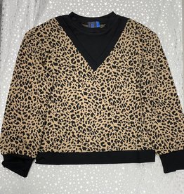 MeMe Basics MeMe Basics Leopard Top with Faux V-Neck