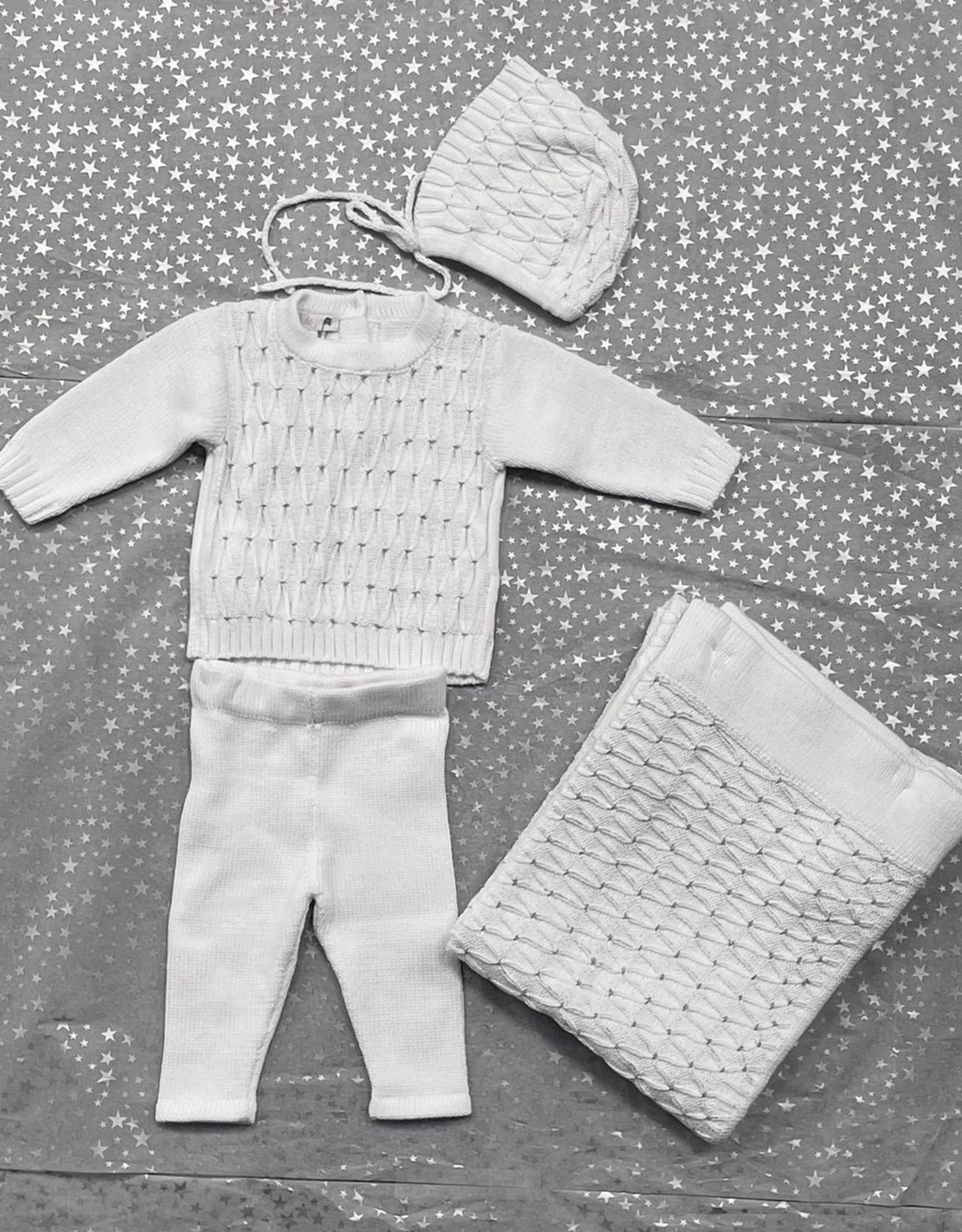 ChantDeJoie Chant De Joie Knit Set with Grey Dots (Top/Pants/Bonnet/Blanket)