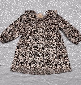 Umbrella Umbrella Leopard Print Corduroy Dress with Pointed Collar