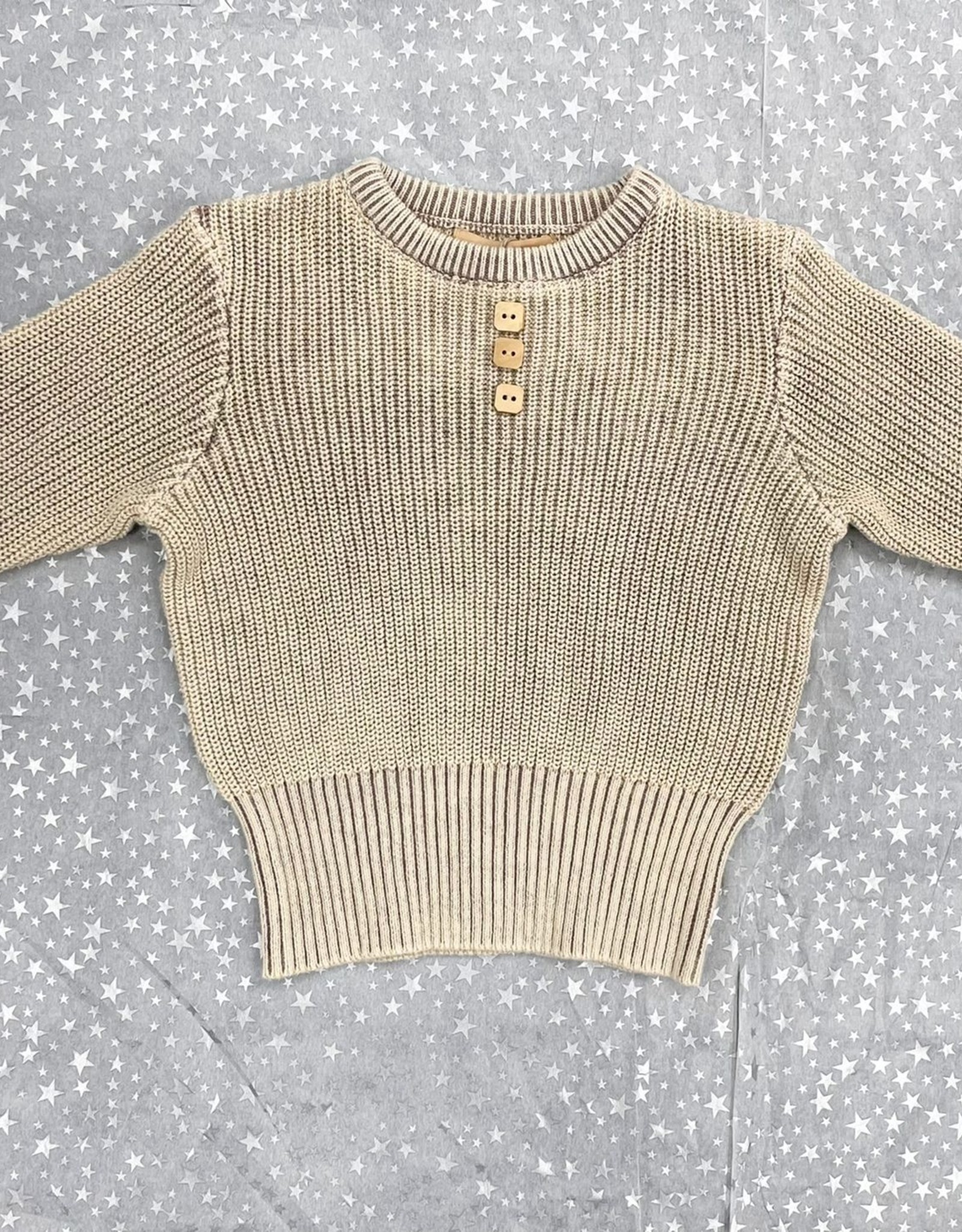 Canoe Canoe Chunky Knit Boys Crewneck Sweater with Faux Buttons