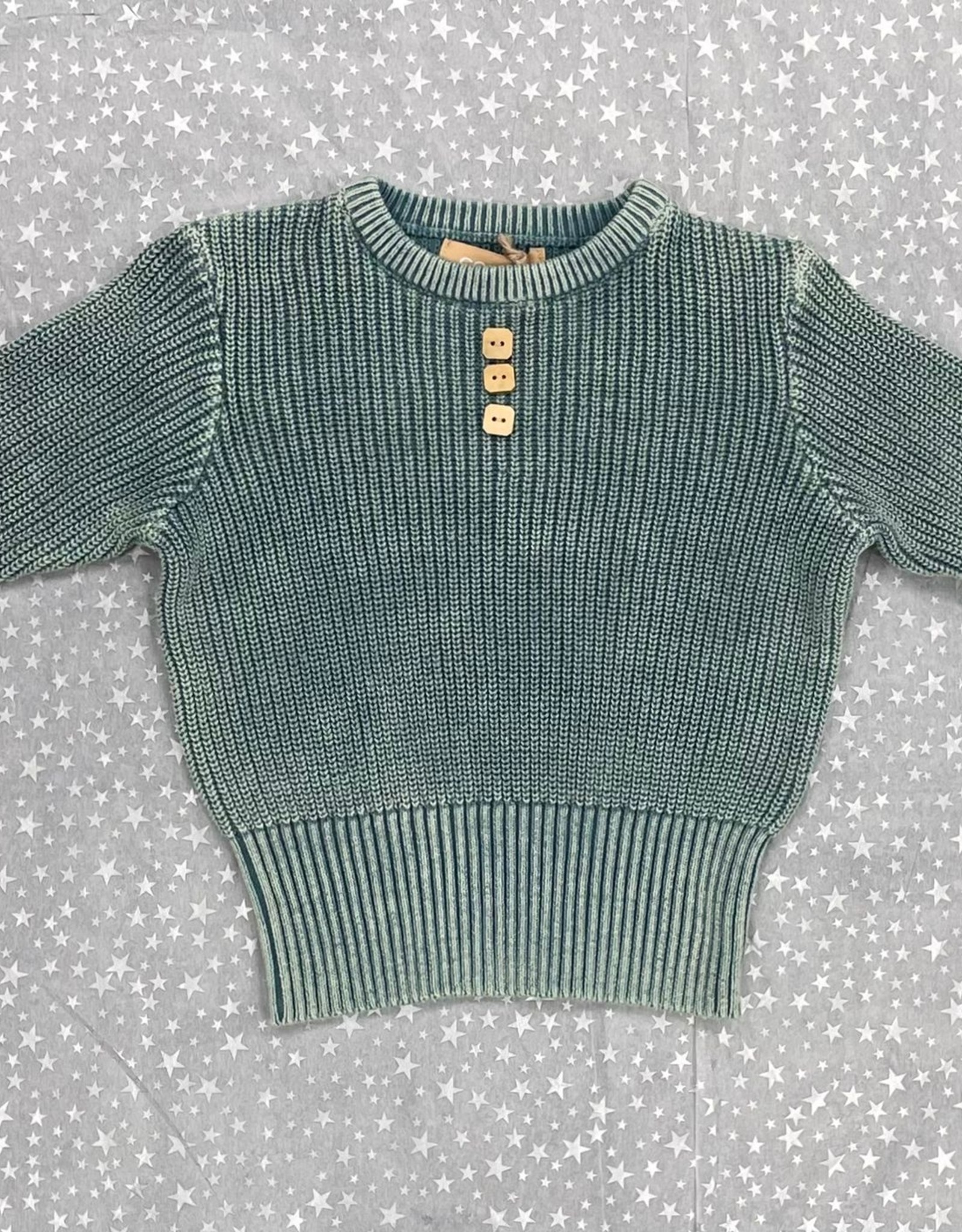 Canoe Canoe Chunky Knit Boys Crewneck Sweater with Faux Buttons