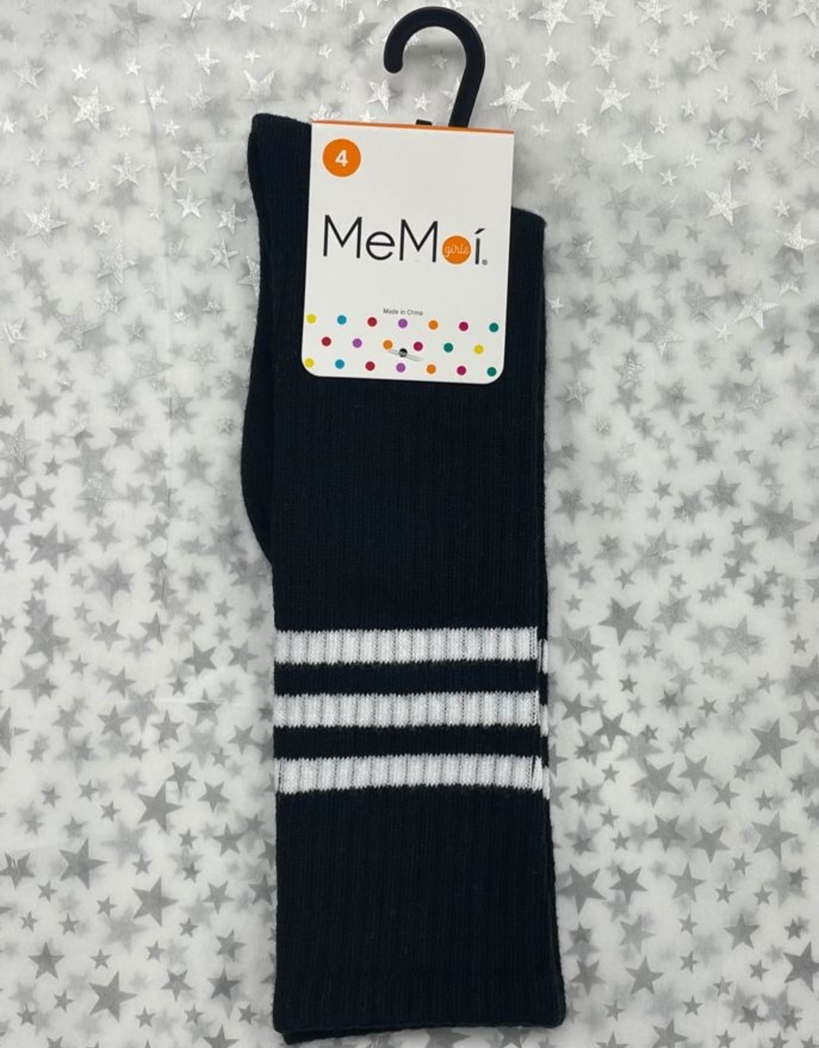 Memoi Memoi Thin Ribbed Sport Stripe Knee Sock