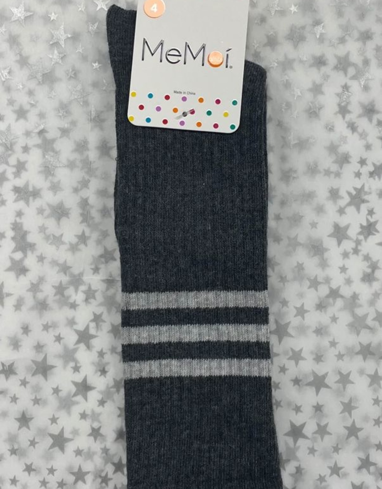 Memoi Memoi Thin Ribbed Sport Stripe Knee Sock