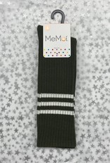 Memoi Memoi Thin Ribbed Sport Stripe Knee Sock