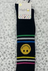 Memoi Memoi Multi Stripe Smiley Knee Sock