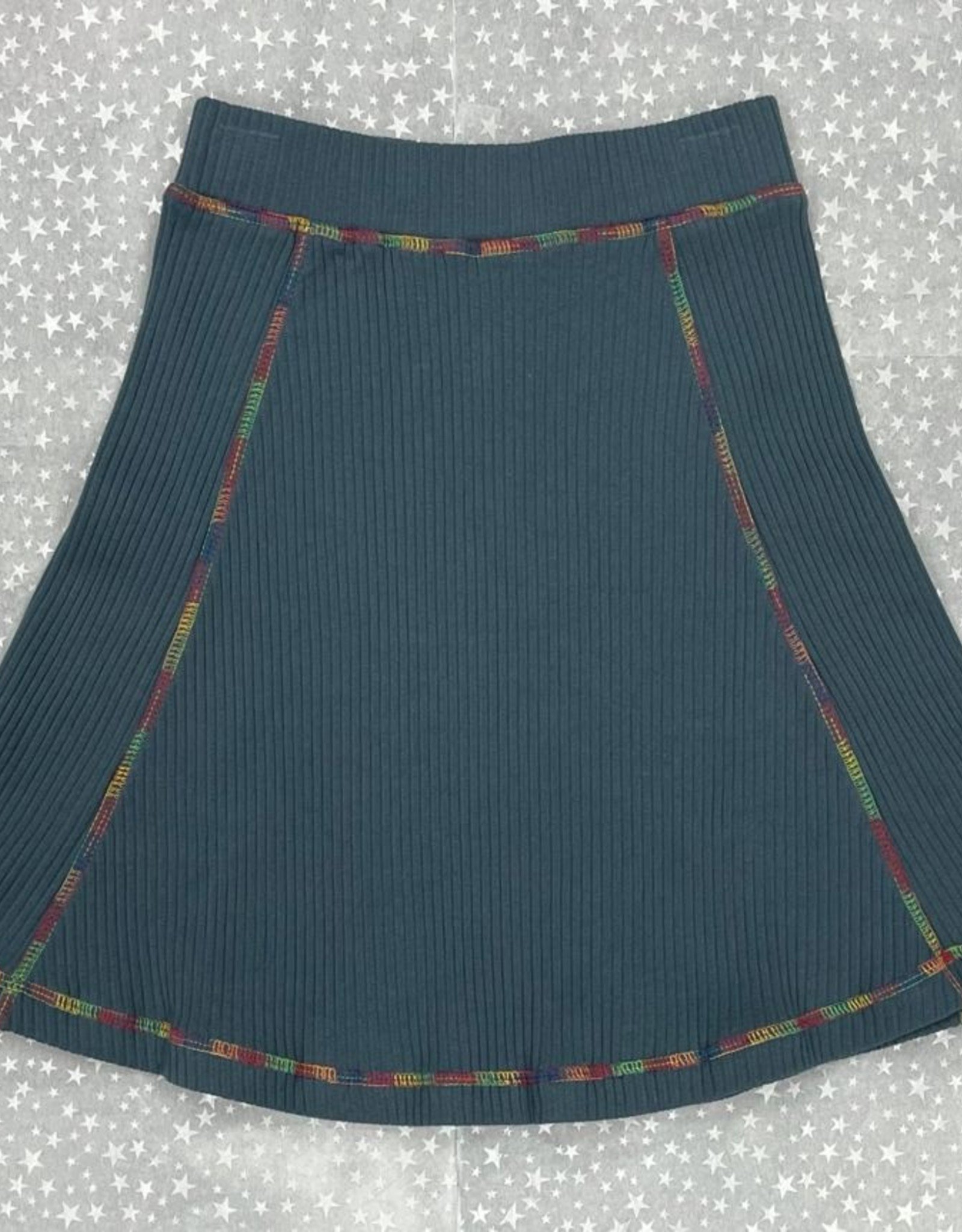 FYI FYI Ribbed Aline Skirt with Rainbow Stitching