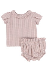 Analogie Analogie Gingham Ruffle Blouse Set