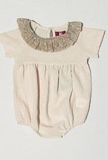 Big A Little a Big A Little a Crinkle Romper with Floral Flounce Collar
