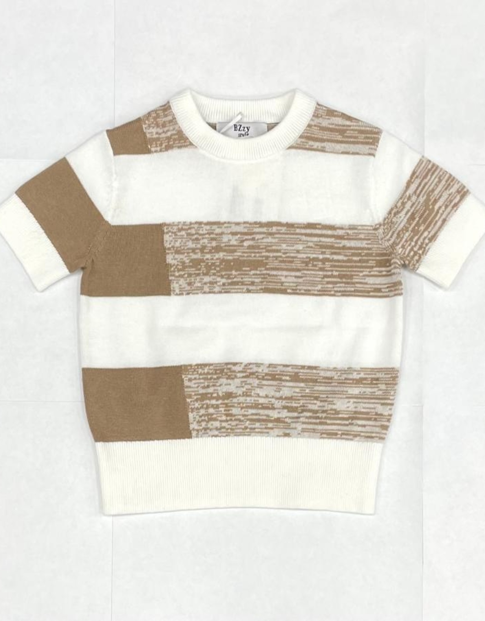 BZZY BZzy Heather Wide Stripe Short Sleeve Crewneck