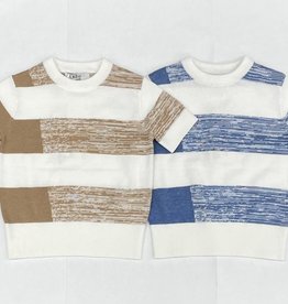 BZZY BZzy Heather Wide Stripe Short Sleeve Crewneck