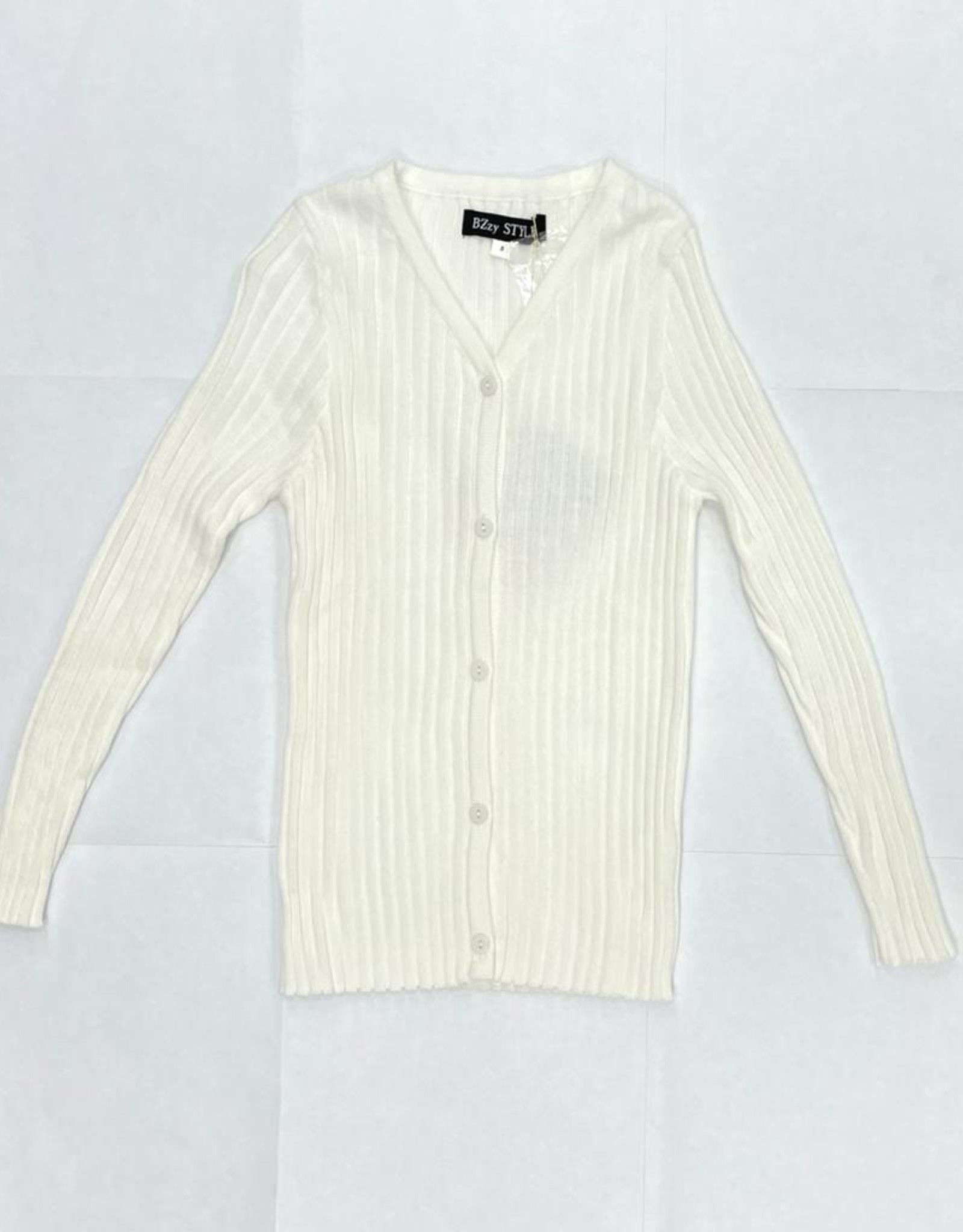 BZZY BZzy Ribbed V-Neck Cardigan