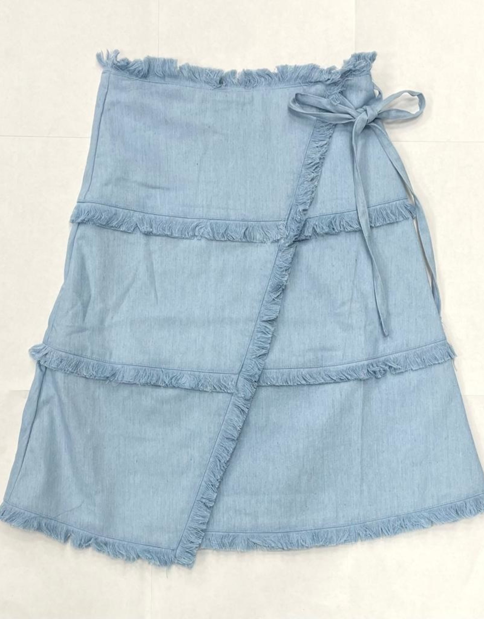 MeMe Basics MeMe Basics Wrap Denim Skirt with Fringes