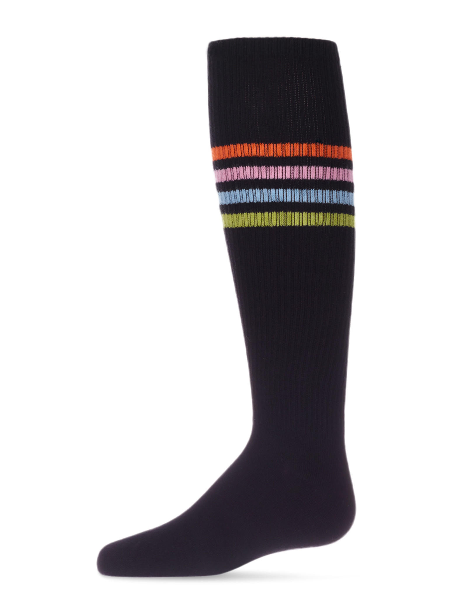 Memoi Memoi Thin Ribbed Athletic Stripe Knee Sock