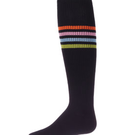 Memoi Memoi Thin Ribbed Athletic Stripe Knee Sock