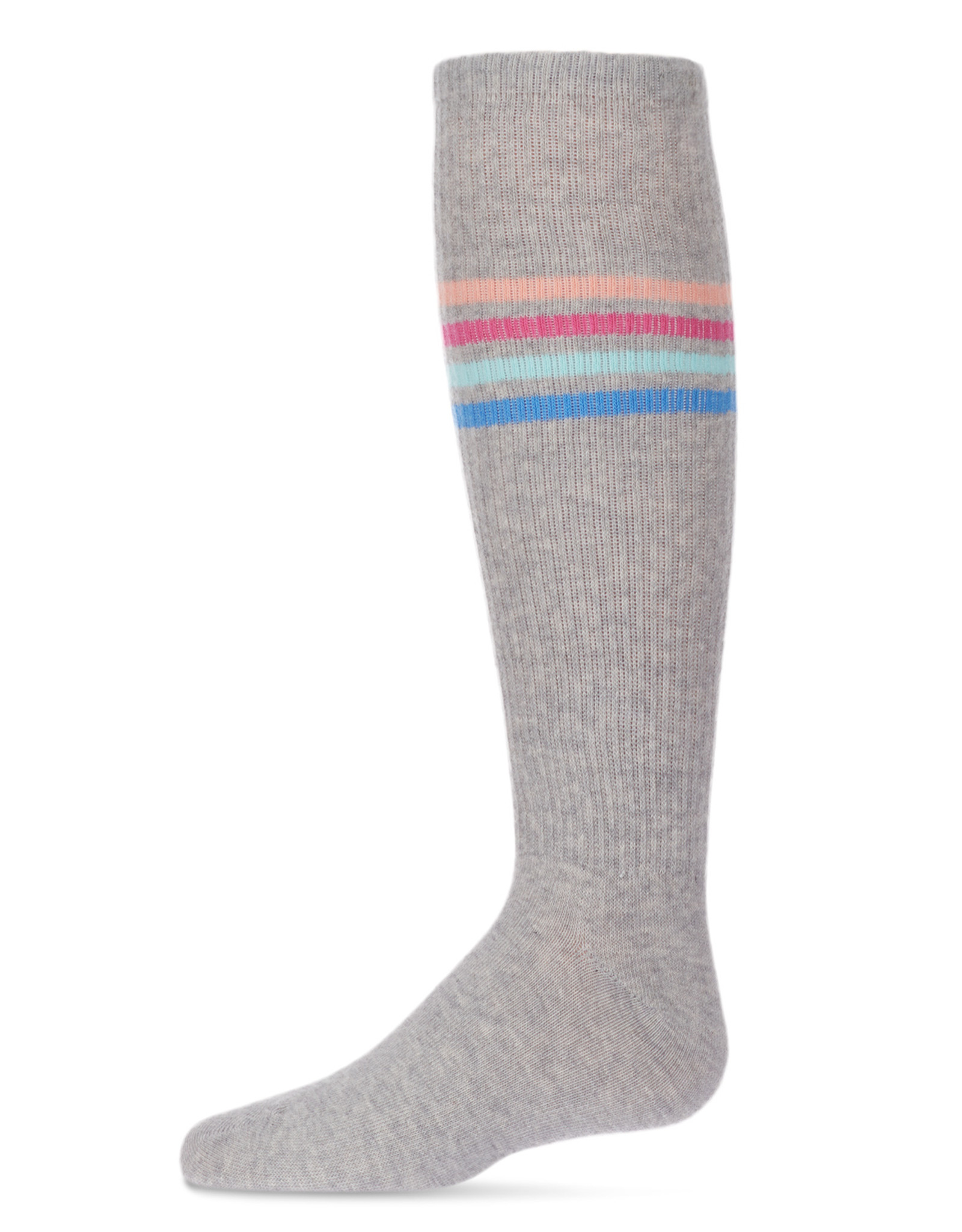 Memoi Memoi Thin Ribbed Athletic Stripe Knee Sock