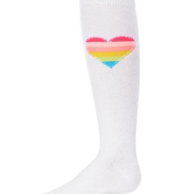 Memoi Memoi Neon Stitched Heart Knee Sock