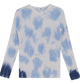 FYI FYI Ribbed V-Neck with Contrast Dip Dye TieDye Top