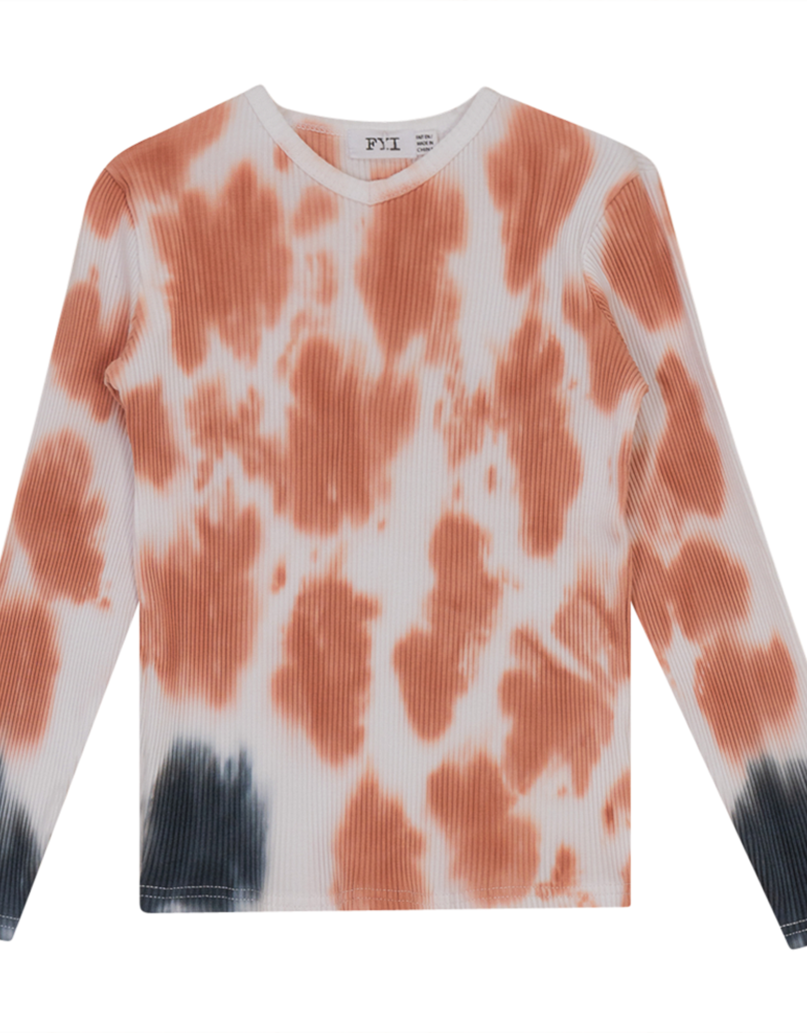 FYI FYI Ribbed V-Neck with Contrast Dip Dye TieDye Top