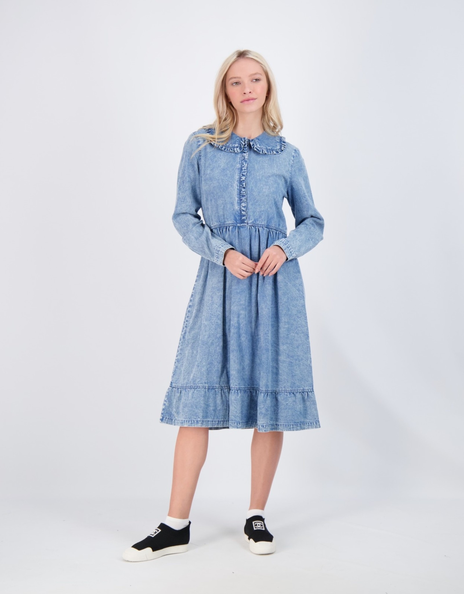 UNCLEAR Unclear Distressed Denim Dress with Collar