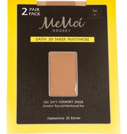 Memoi Memoi Satin Sheer 20 Denier Pantyhose 2-Pack