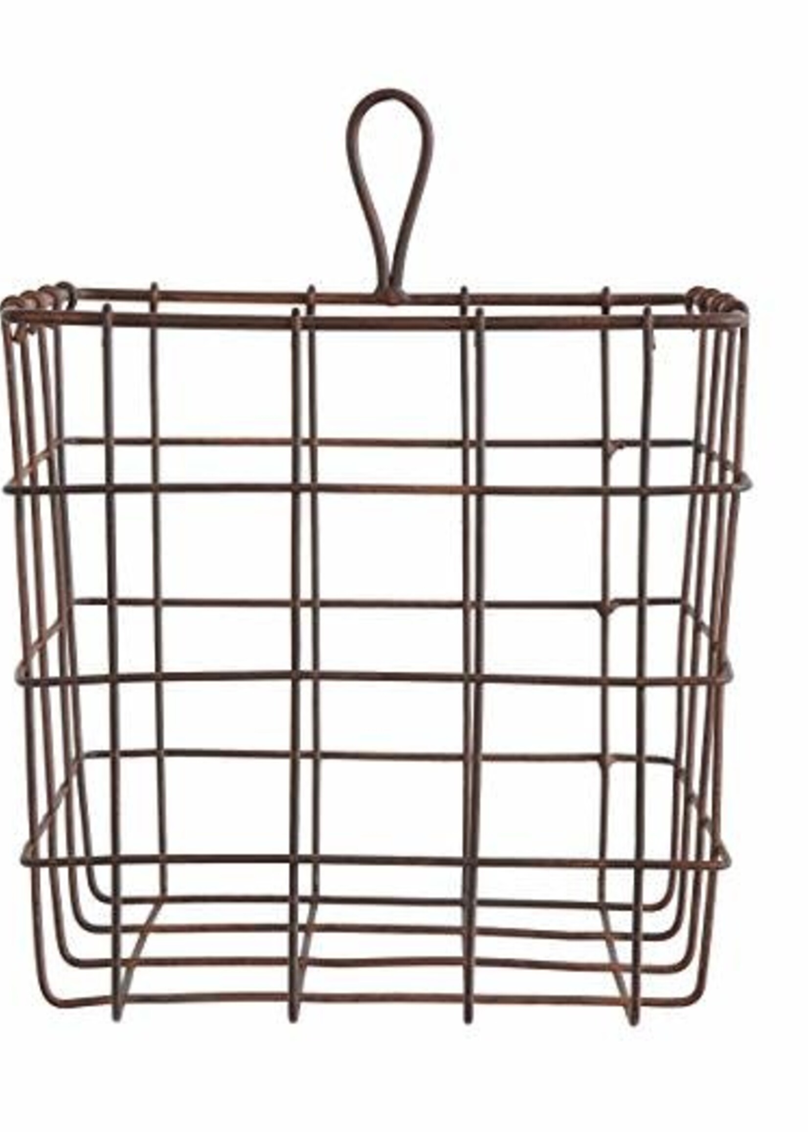 7"Sq Metal Wire Basket, Rust Finish