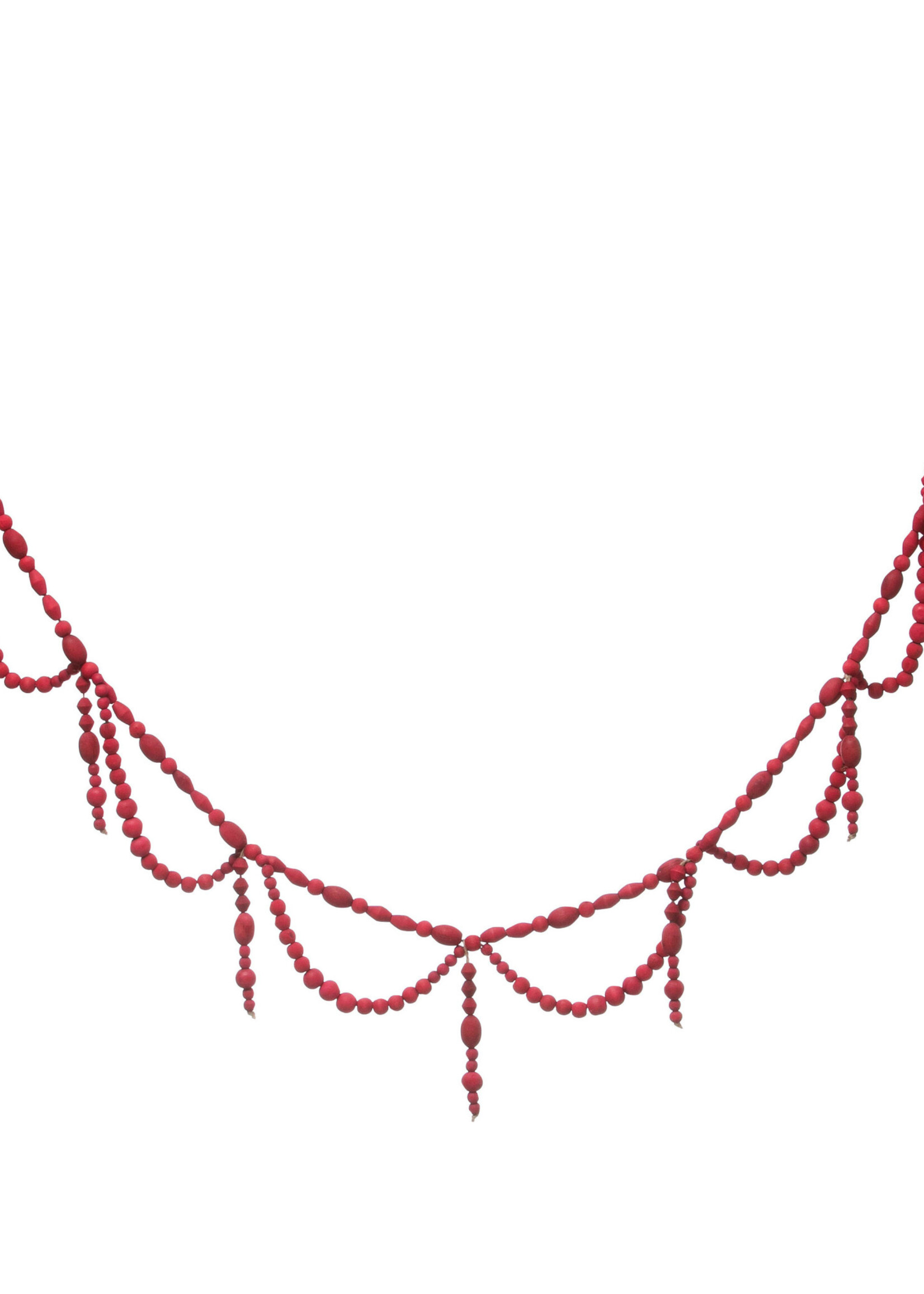 Wood Bead Swag Garland - Red