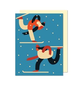 Paperole Greeting Card - Skieurs