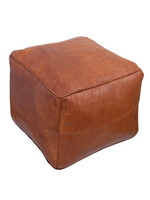 Pouf Cuir Carré - Cognac