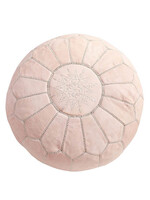 Round Leather Pouf - Nude