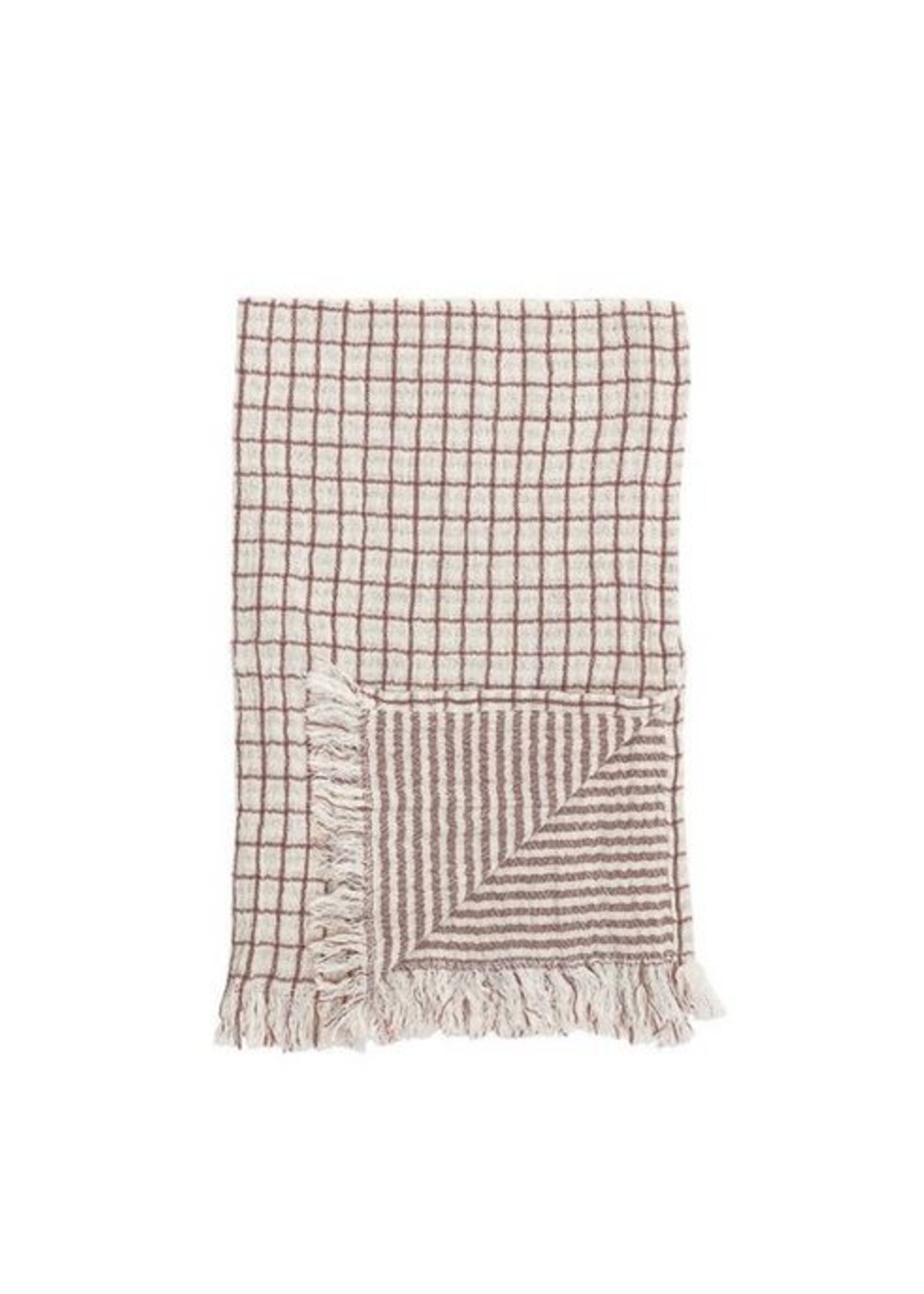 Kitchen Towel with Fringe - Red