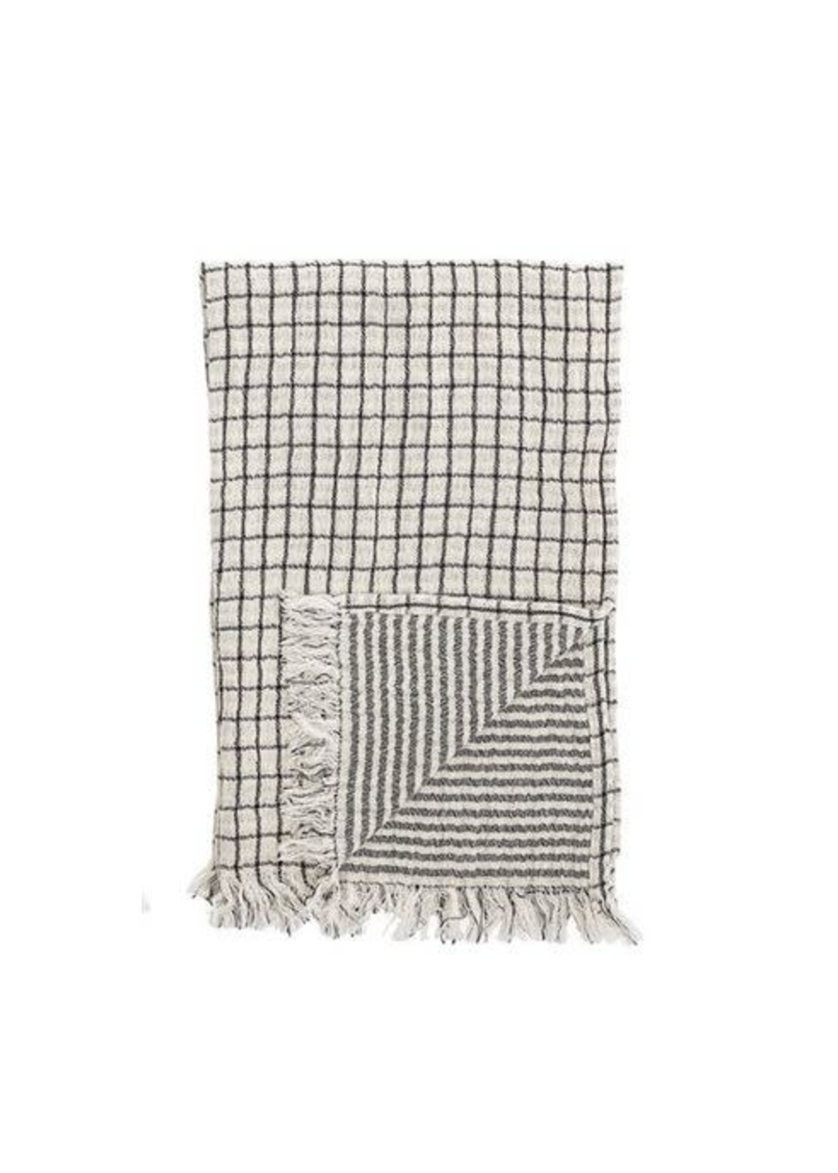 Kitchen Towel with Fringe - Black