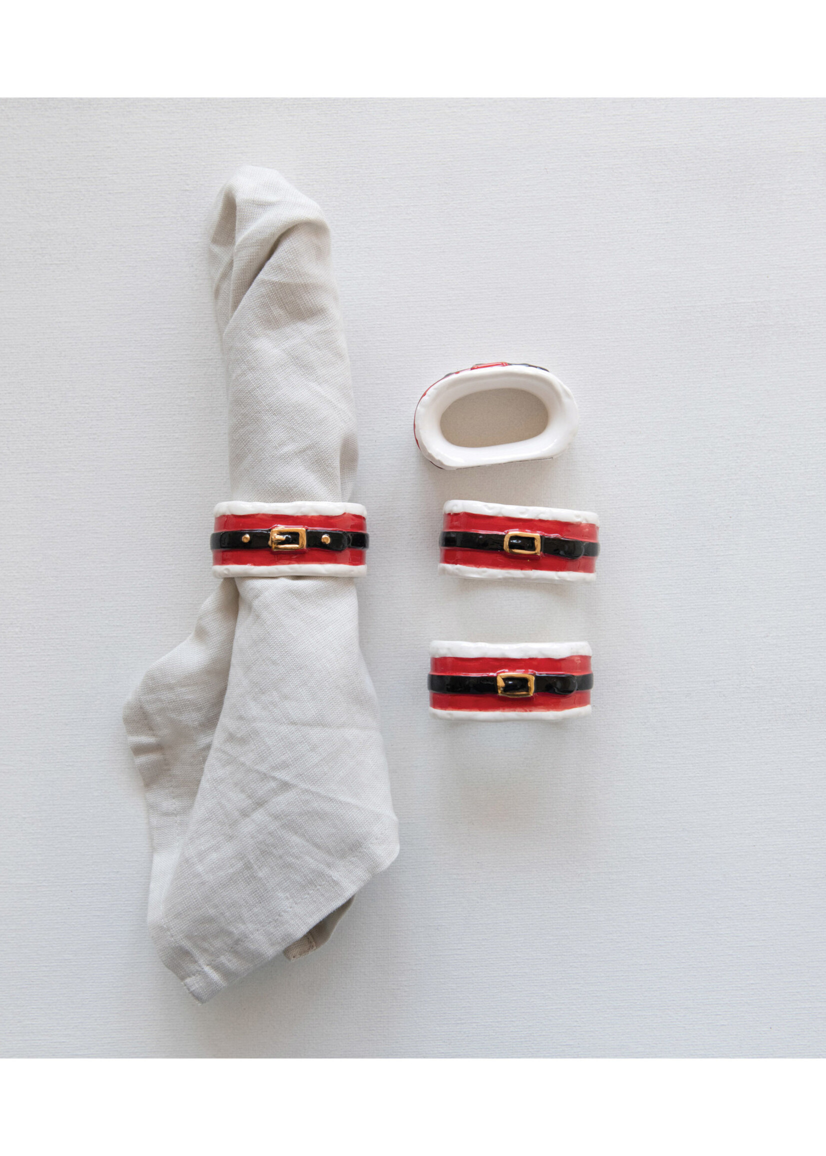 Santa Belt Napkin Ring - Set of 4
