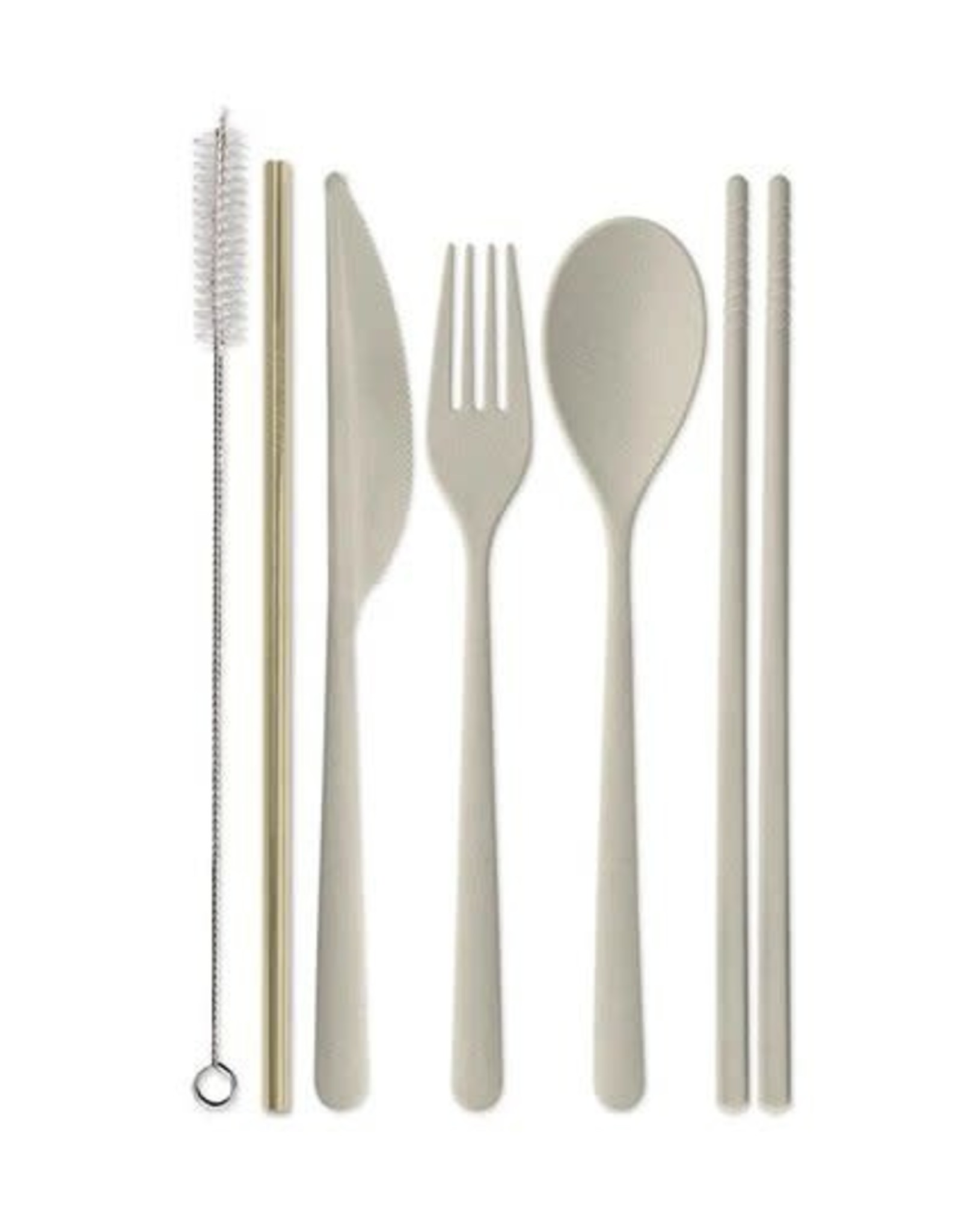 ''Fork it Over'' Portable Flatware set w/Gold Straw - Coral
